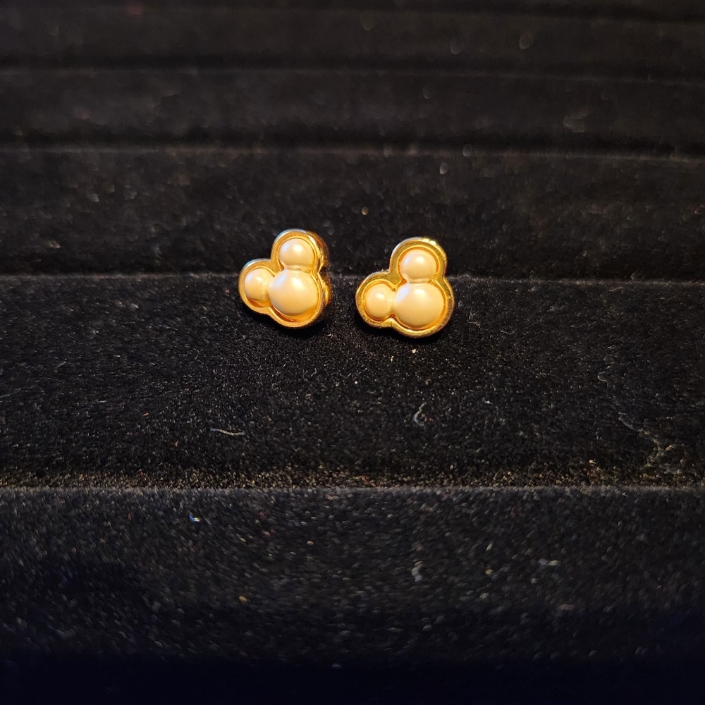 Vintage Faux Pearl Mickey Earrings